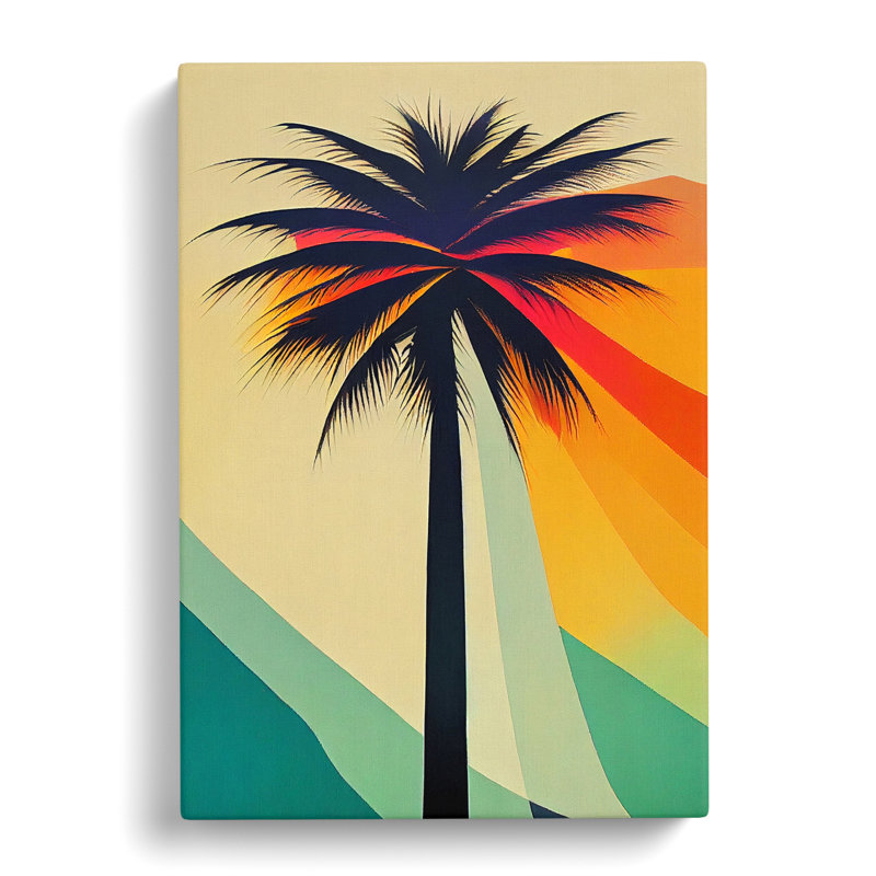CAN-V0523-1712X Palm Tree Retro 1 Piece Wrapped Canvas Wall Art, 60cm H x 40cm W