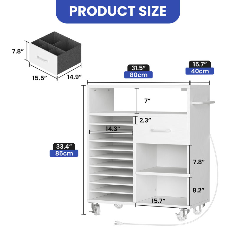 Storage Craft Cart Craft Table Compatible with Cricut Machine, Rolling Craft Organizer