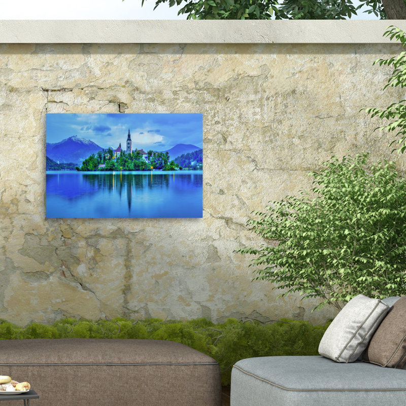 «Blue Bled On Canvas» par Zeynep Sezerman, reproduction, H 30 po x l 47 po