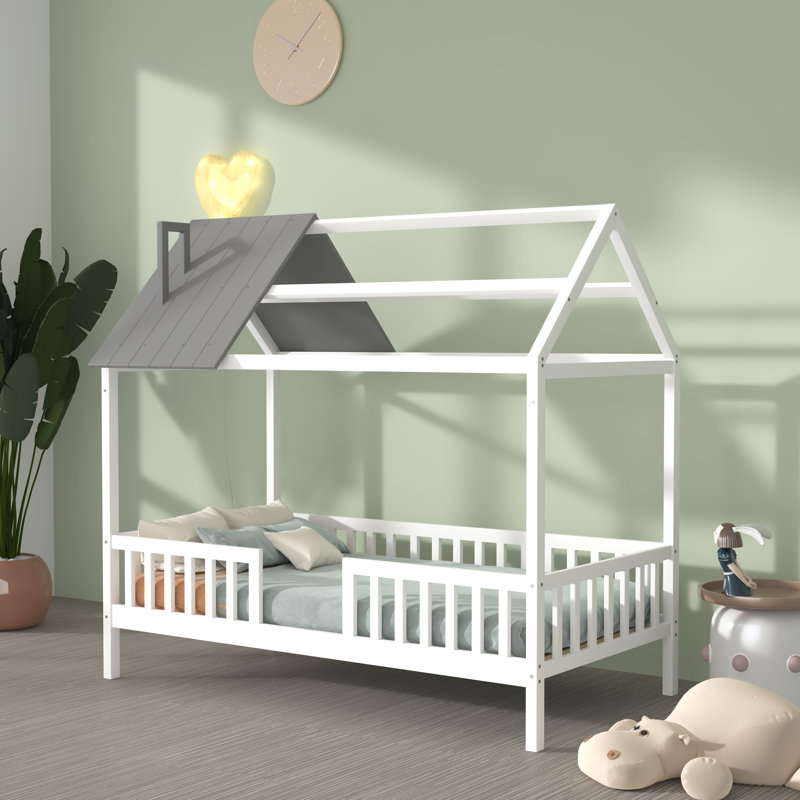 Lit pour enfant Avenal, Blanc / gris