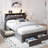 Storage Bed with Modern Platform, Built-In USB Charging & LED Lighting with RGB Options-1587627137-1587627136
