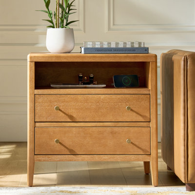 Shelli Modern 2-Drawer 28"W End Table with Built-in Power Outlet and USB Port