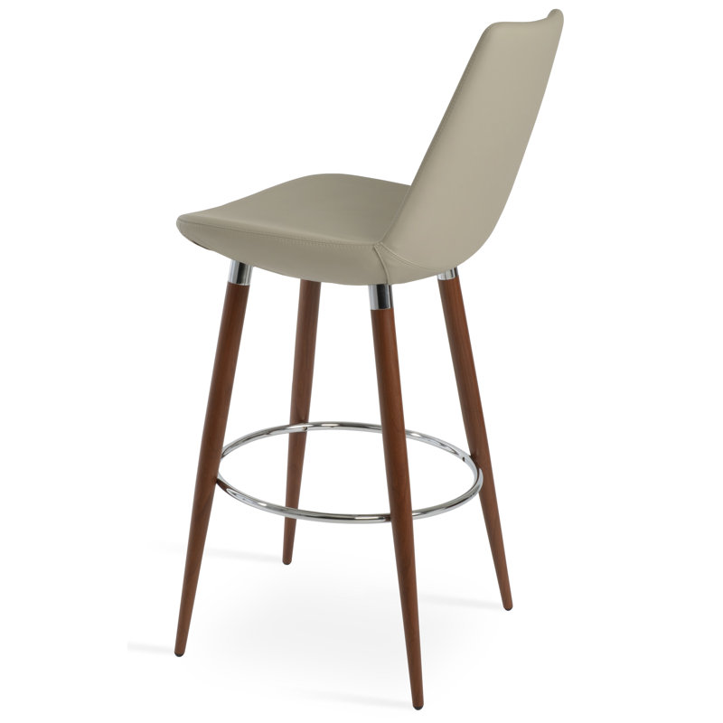 Tabouret de bar et de comptoir Eiffel Ana, Similicuir os, Tabouret de comptoir (siège d'une hauteur de 24 p, Noyer