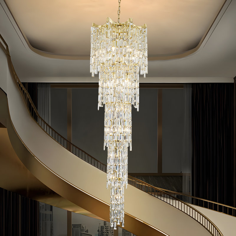 21 Lights Chandelier Crystal Dimmable Light Gold
