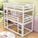 Kids Twin Over Twin Over Twin Wood Bunk Bed with Ladder