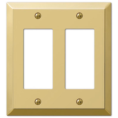 Amerelle Century Polished Brass 2 gang Metal Decorator Wall Plate 1 pk