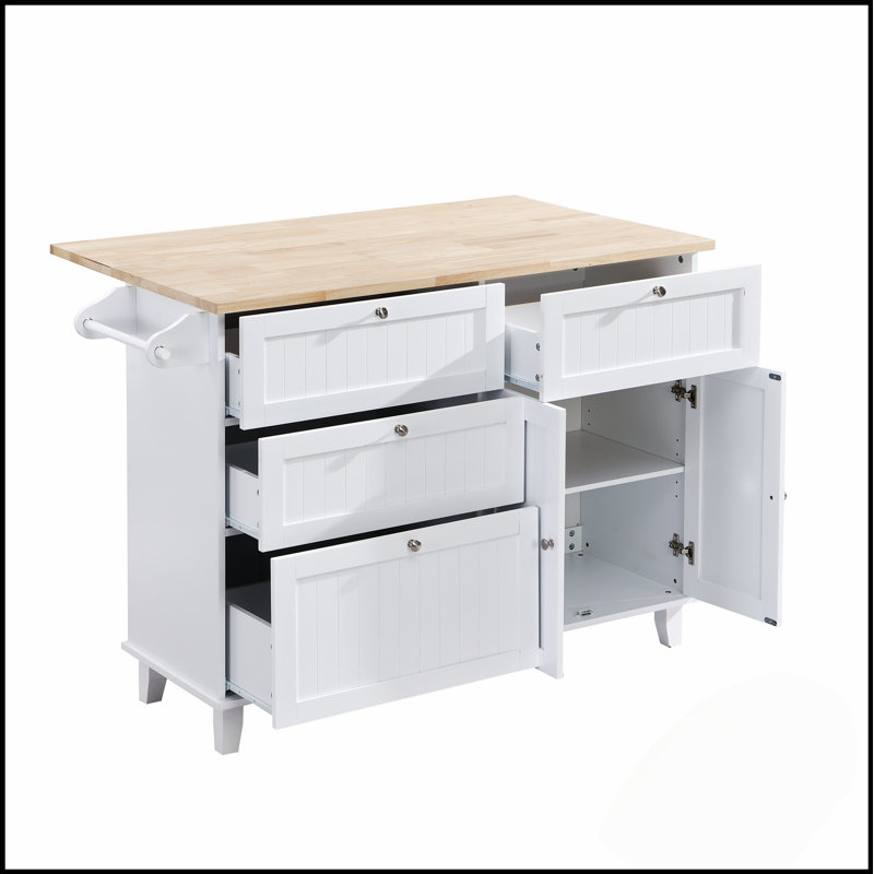 Versatile Kitchen Island Set With Drop Leaf And Storage, Perfect For Dining And Space Efficiency