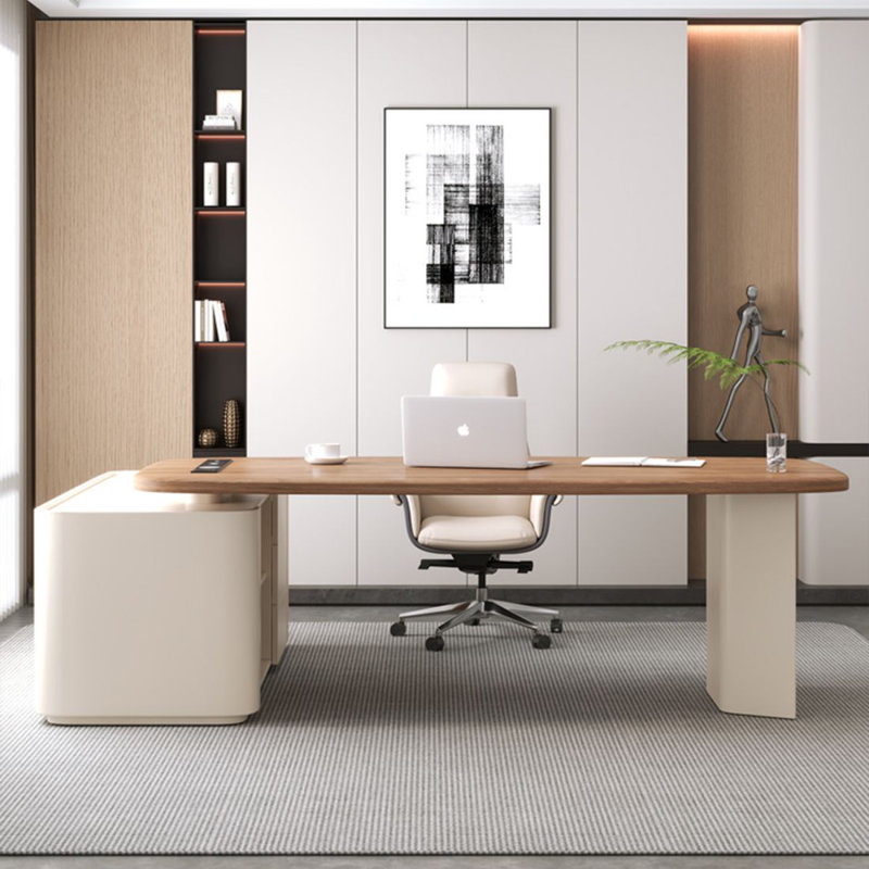 Bureaux rectangulaires en bois manufacturé brun, H 29,53 po x l 78,74 po x P 51,18 po, Retour à droite