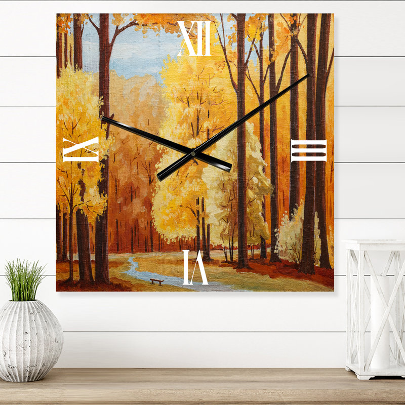 Horloge murale arbres d'automne à l'aube, Petit