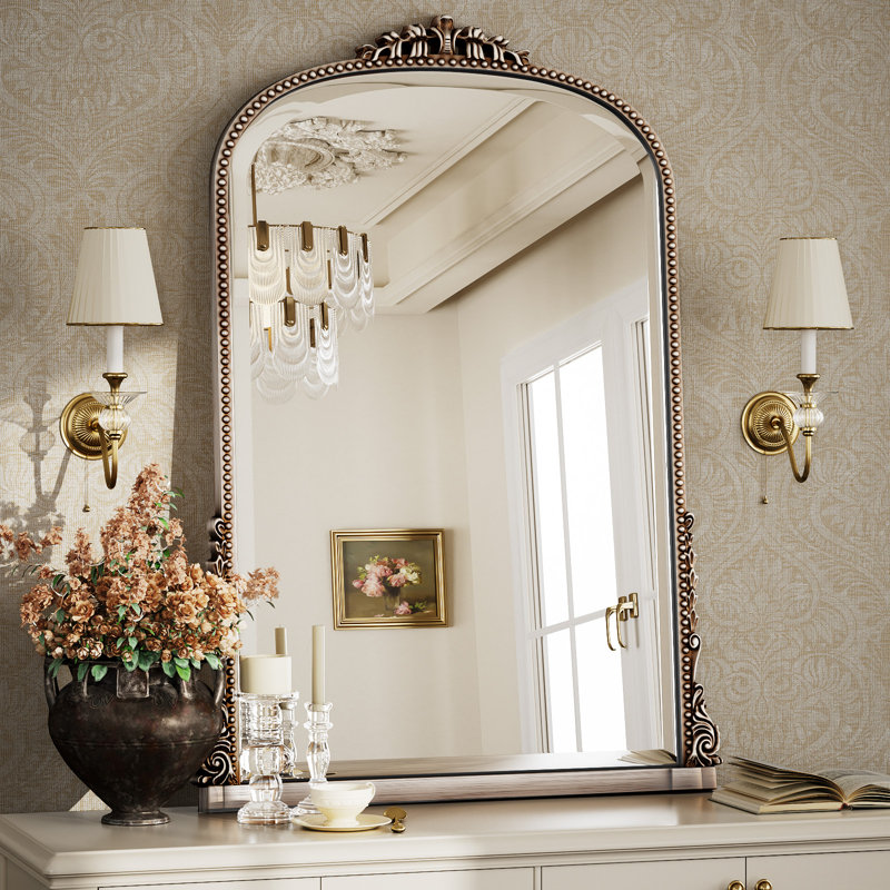 Miroir mural Fleur De Lis Living, Argent argent, 40 po x 28 po