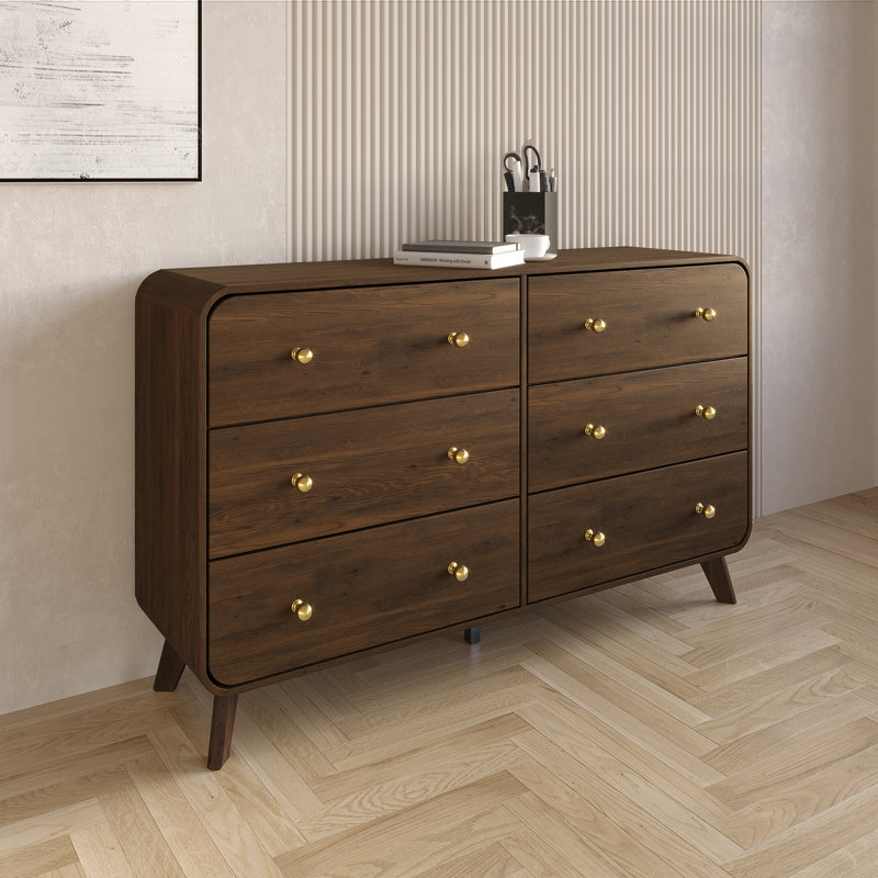 Commode à 6 tiroirs, Brun
