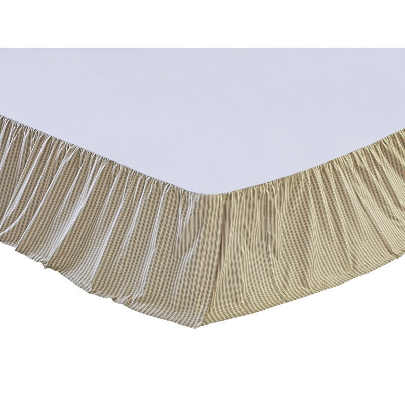 Ozark Ruffled Bed Skirt, Twin, Khaki Tan/Sage