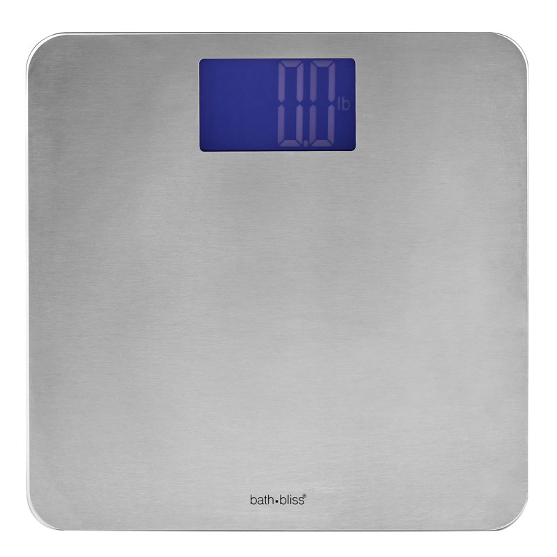 Pèse-personne numérique Bath Bliss, capacité de 400 lb | Plateforme en acier inoxydable | Grand présentoir de 4 pouces | Pèse-personne de conception mince
