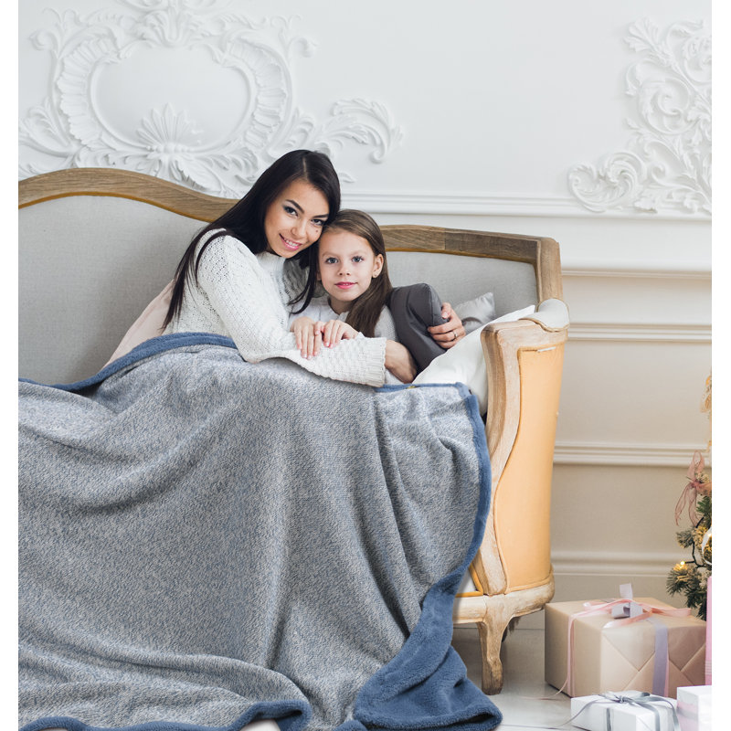 Catalonia Blue Reversible Sherpa Fleece Throw Blanket 50x60 Inches