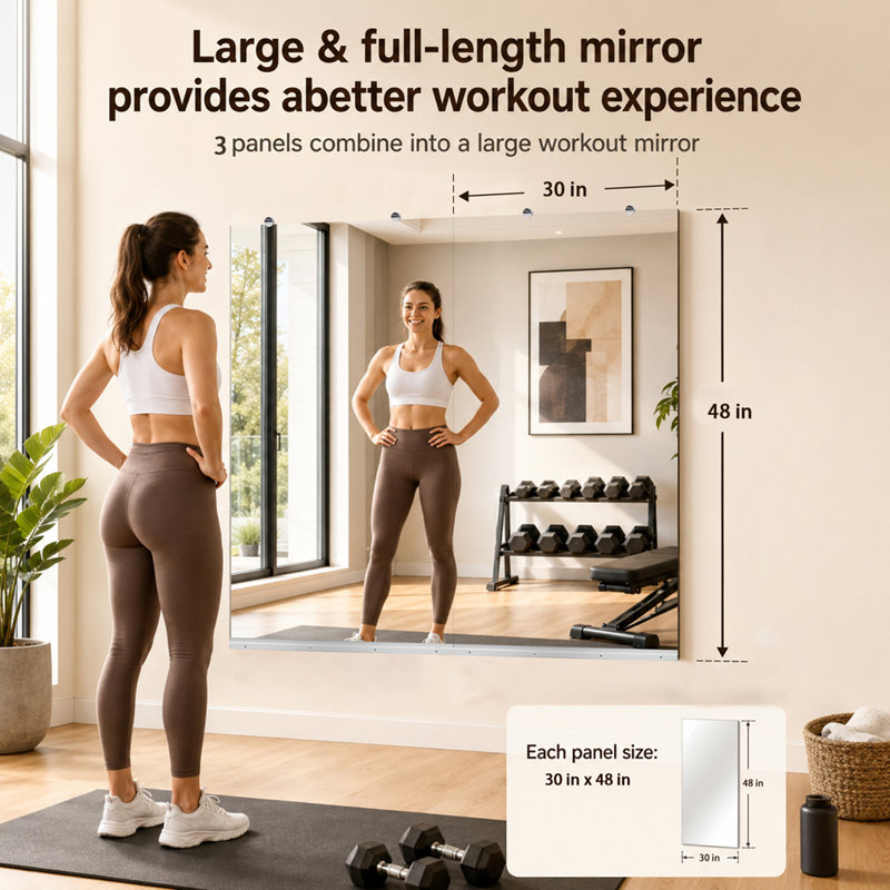 Full-Length Gym Mirrors, 2 Pieces