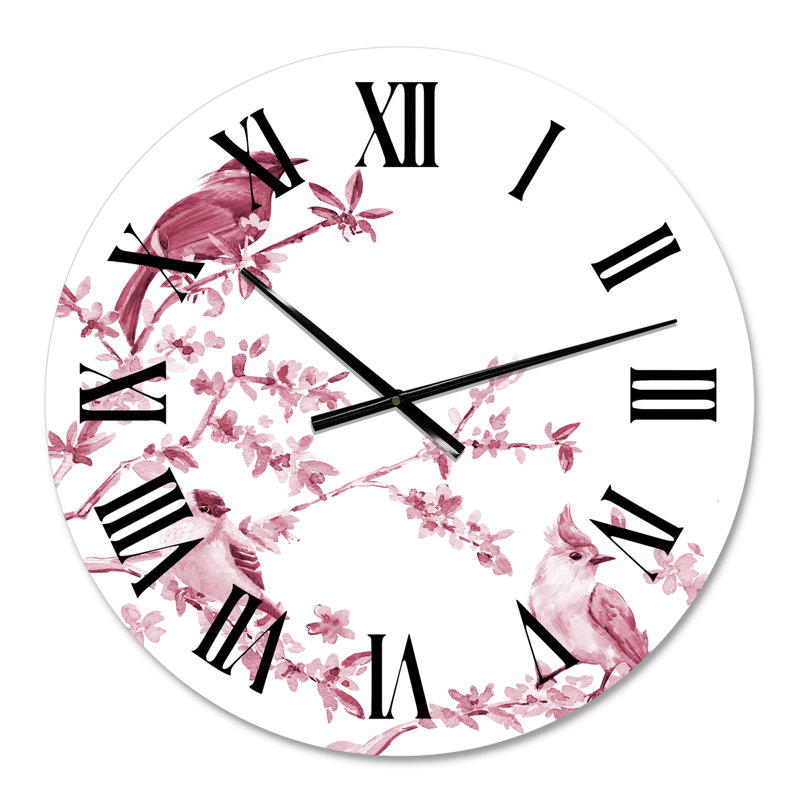 Beaux oiseaux roses - horloge murale traditionnelle, Petit