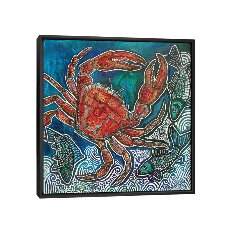 Feeling Crabby by Lynnette Shelley - Painting on Canvas, Black Floater Frame, 66.04 cm H x 66.04 cm W