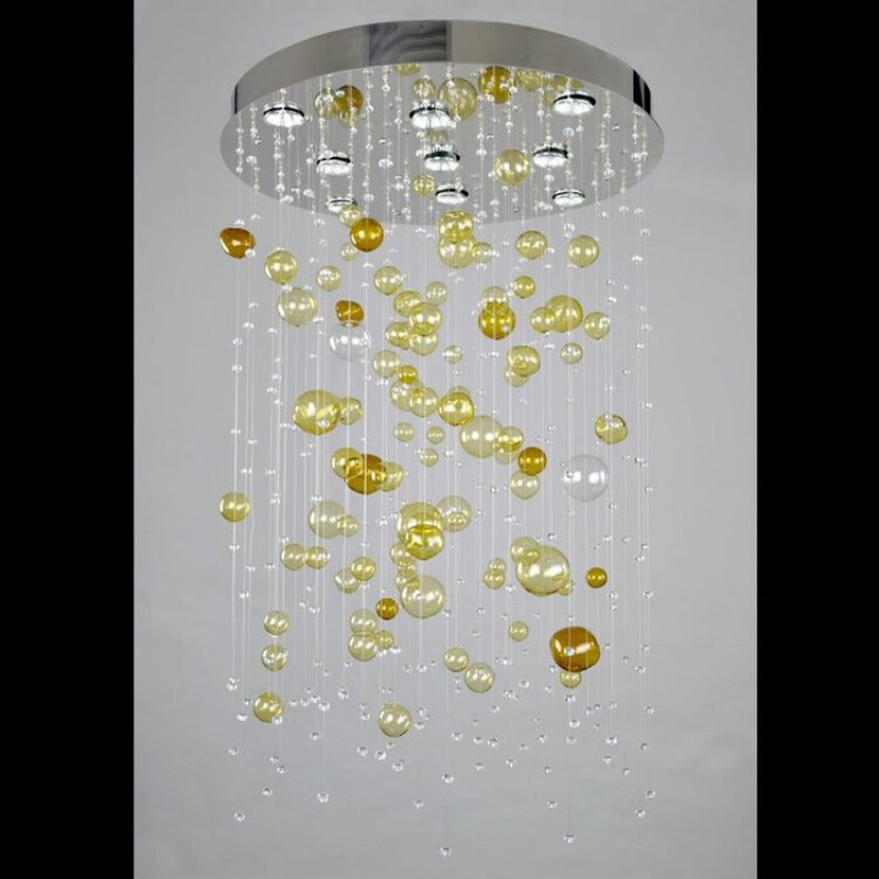 Lustre à niveaux, Or mat, H 20 po x l 30 po x P 30 po, Transparent