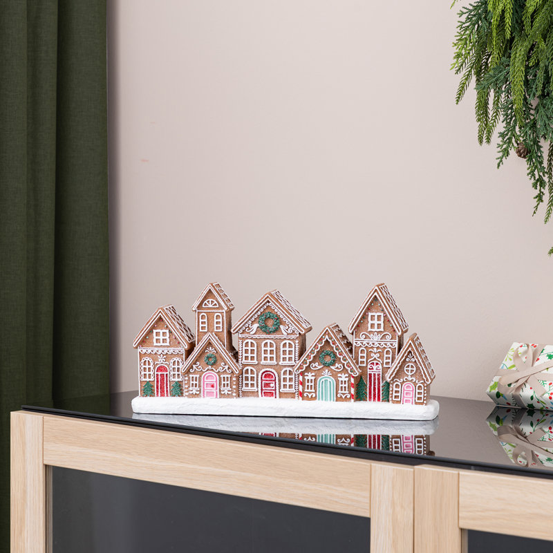 Maison de village en pain d'épice en résine 13,5 "L