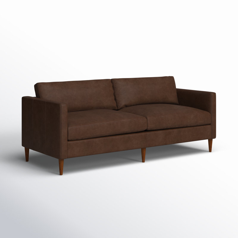 Clifford 87" Genuine Leather Custom Sofa, Bistro Rustic Genuine Leather