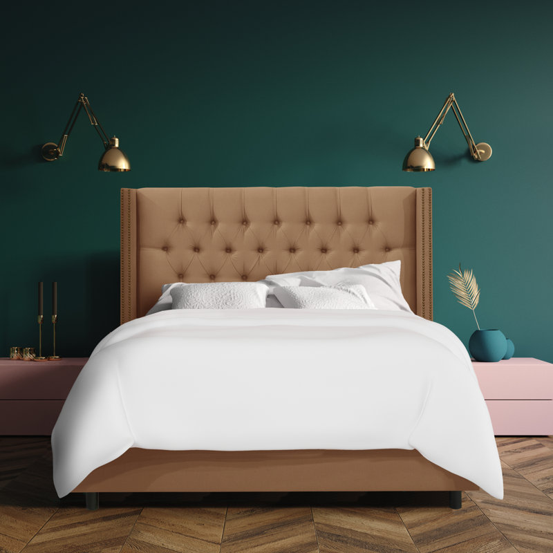Danieal Upholstered Standard Bed, Queen, Shantung Khaki