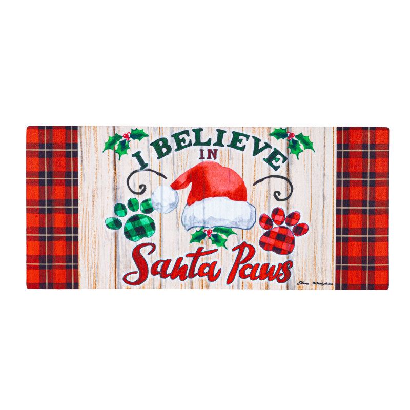 Tapis de porte d'extérieur antidérapant Leonass Santa Paws Sassafras 22 "x 10"