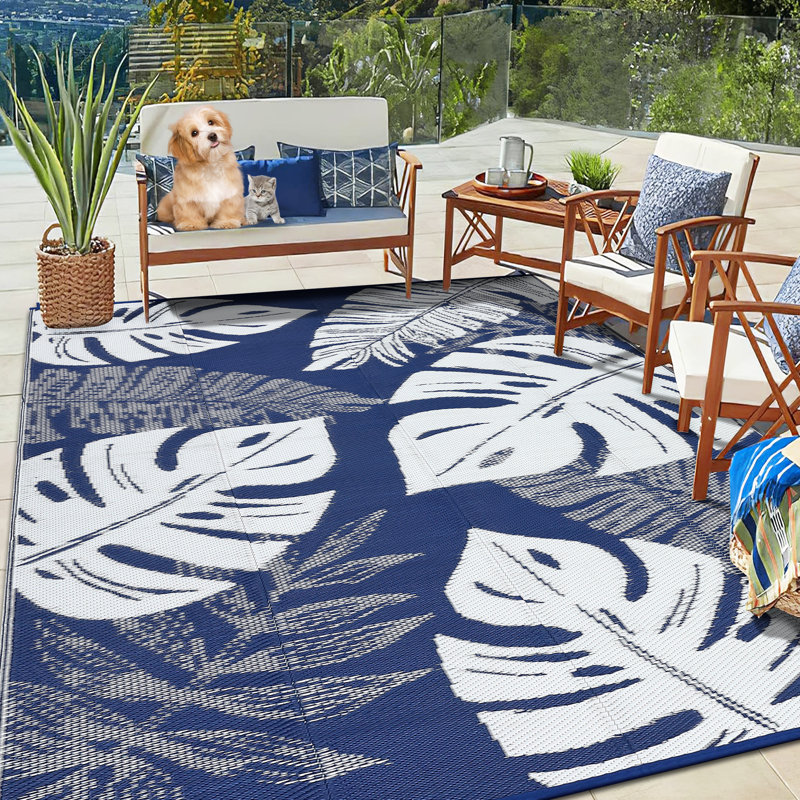 Outdoor Rug Waterproof Reversible Plastic Straw Rug Foldable Patio Rugs UV Resistant Camping Mat Modern Outdoor Carpet for Garden Deck