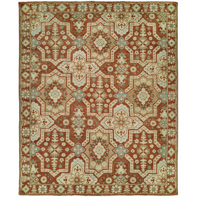 Wool Geometric Area Rug in Red