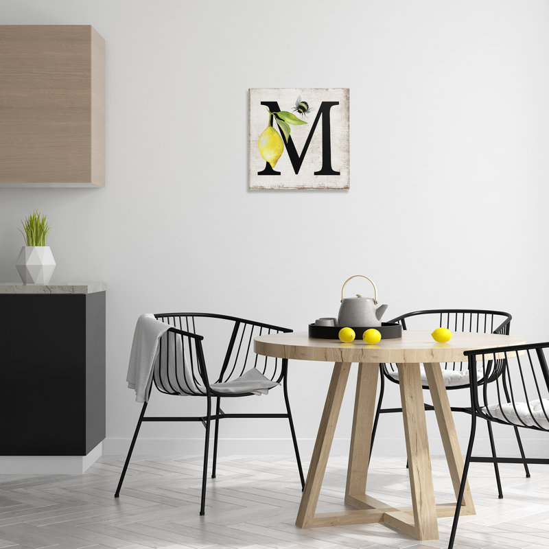 "Lemon & Bee M", art mural sur toile par Creatif Belle bp-603_CN, H 17 po x l 17 po