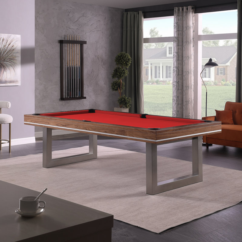 Table de billard en bois massif Harmony, 7 pi, Rouge, Noyer naturel