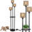 Floor Lamp With Shelves, 3-Lights Farmhouse Tall Floor Lamp With On/Off Foot Switch, Rustic Standing Lamp With Rattan Shades For Living Room Bedroom Office