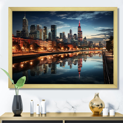 «Chicago Cityscape By Night I», reproduction sur toile