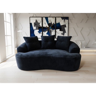 65.35" Curved Loveseat Sofa With Pocket Spring Cushions For Soft Seating, Small Space Couch With 3 Throw Pillows, No Assembly Needed