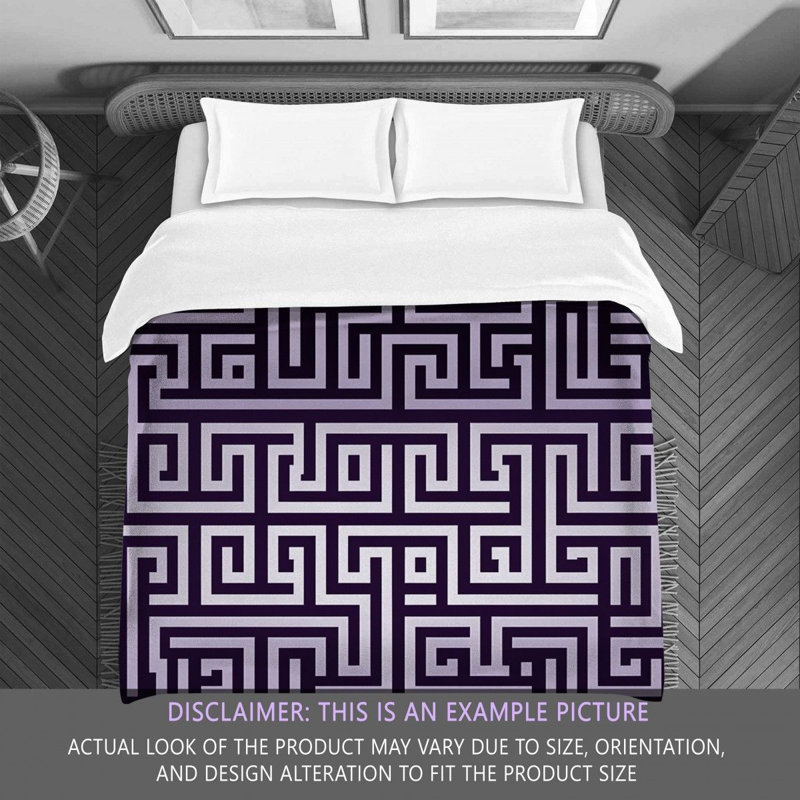Polyester Comforter, Queen Comforter, Gray/Purple Geometric