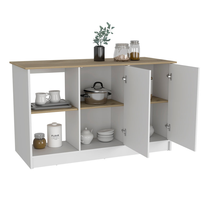 Kitchen Island, Kitchen, White / Light Oak