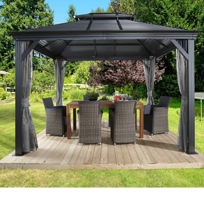Sojag Outdoor Mykonos Double Roof Hardtop Gazebo Outdoor Sun Shelter