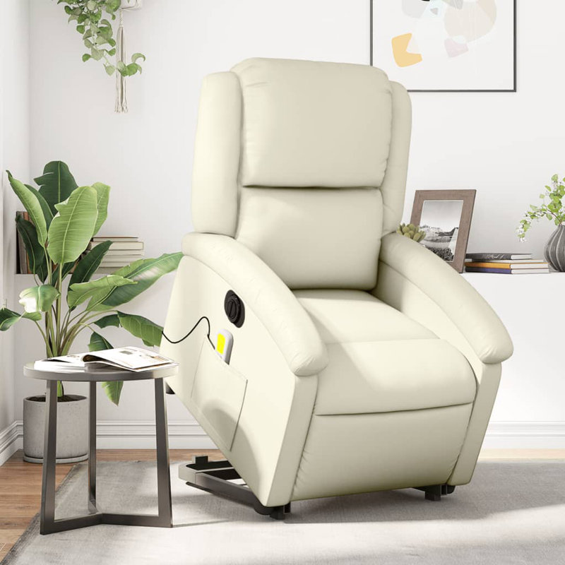  Fauteuil inclinable électrique électrique de massage en similicuir crème