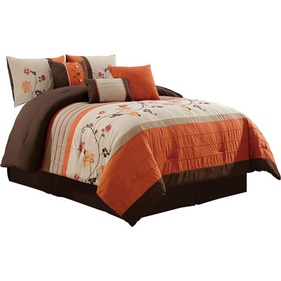 Serene 7-Piece Luxury Floral Embroidery Comforter Set