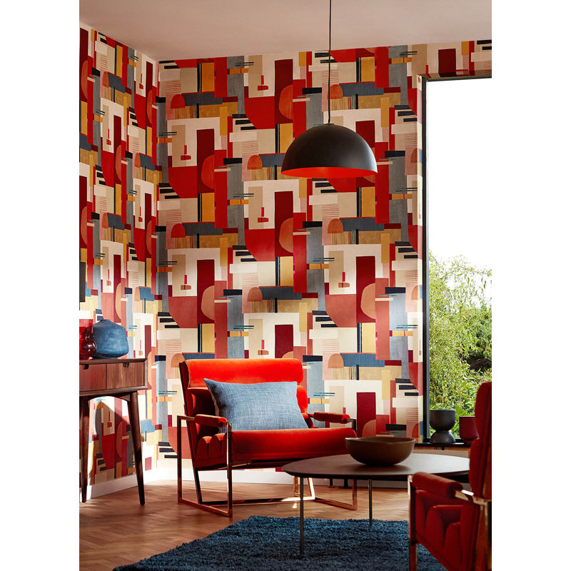 Rouleau de papier peint L 33 pi x l 19,7 po Rhodes, Rouge