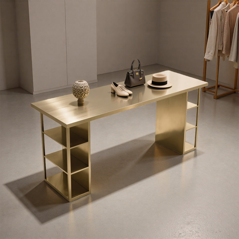 Table de présentation en acier inoxydable doré de qualité supérieure, H 23,62 po x l 59,06 po x P 31,5 po