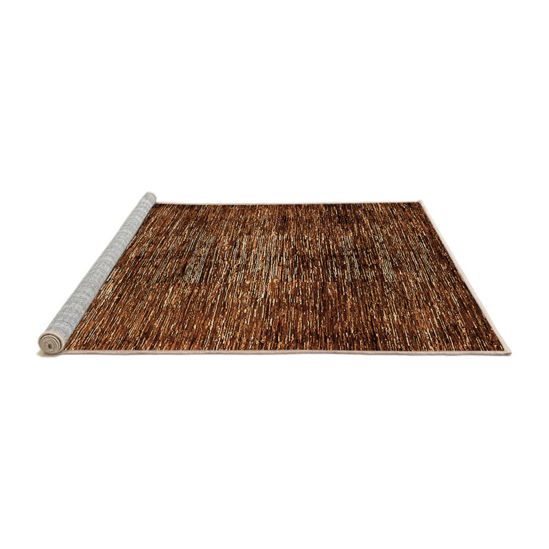 Tapis orange / brun en chenille / polyester tissé à la machine Jassir, Carré 5 pi
