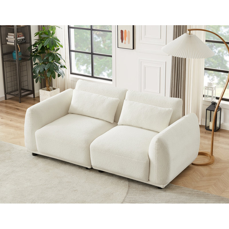 Emora , 33.85" H x 75.59" W x 35.43" D, White Wool