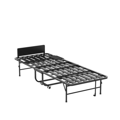 Lit de 75 po pour les personnes de grande taille, matelas en mousse viscoélastique de 5 po, tête de lit réglable, structure en métal robuste, pliable et facile à assembler de 75 po avec mousse de 5 po, petits espaces idéaux, lit simple stable