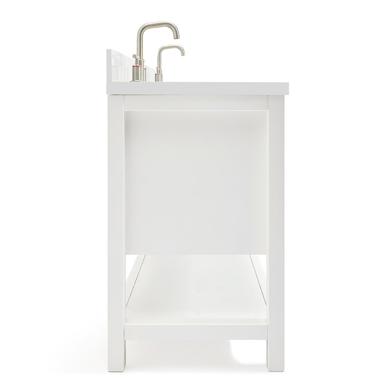 Magnolia Bath Vanity Oval Basin, White, Carrara White Marble, Rectangle 