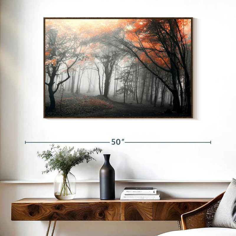 Autumn Grove II, Cadre flottant noyer, 40 po x 27 po
