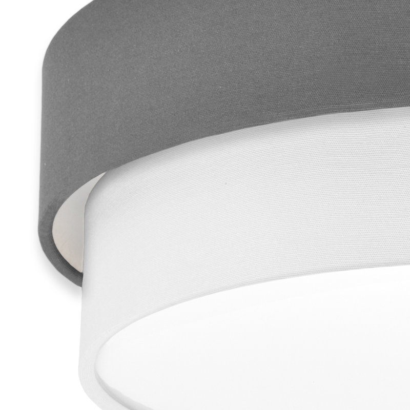 Avory Fabric Flush Mount, Grey / White