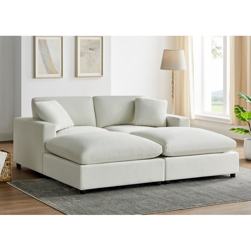 Vinessa 4-Piece Modular Down-Filled Sectional, Ivory Performance Polyester