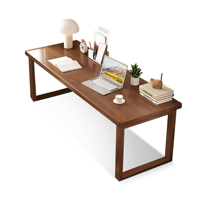 Bureau moderne et simple en bois massif, H 29,53 po x l 62,99 po x P 23,62 po, Brun noyer