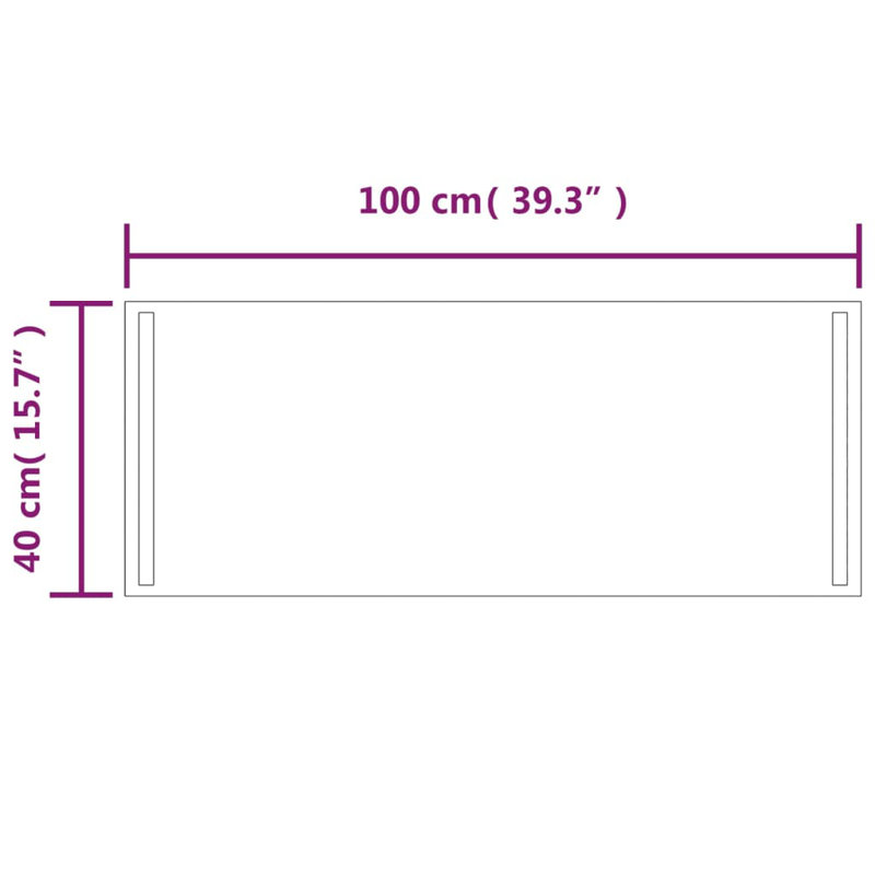 Kareny Flat Wall Mirror, 40 cm H x 100 cm W