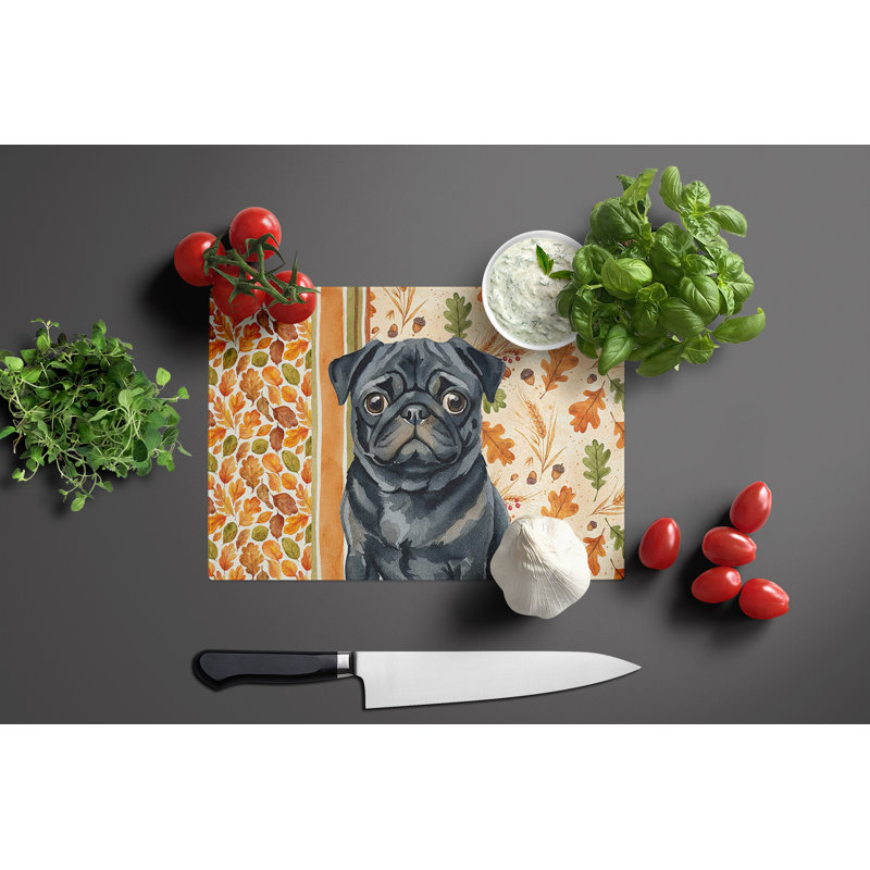 Planche à découper en verre Black Pug Heirloom